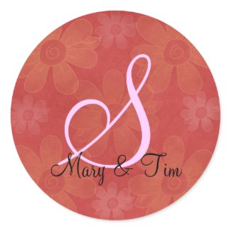 Red Floral Splendor- Monogram: Stickers sticker