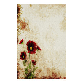 Red Floral Stationery