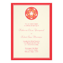 Red Floral Tiles Wedding Invitation invitations