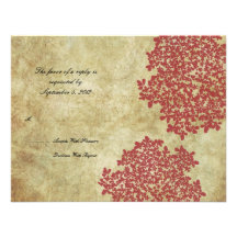 Red Floral Vintage Wedding RSVP Custom Invitations