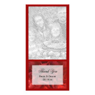 Red Floral Wedding Thank You Photo Card