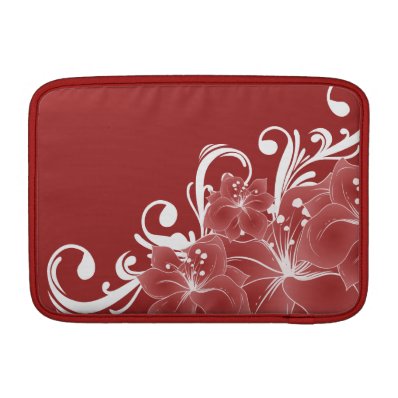 Red Floral White Scrolls Sleeve For MacBook Air