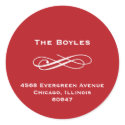 Red florish classy Christmas holiday address label sticker