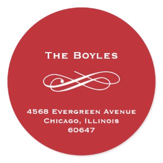 Red florish classy Christmas holiday address label sticker