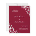 Red flourish classy scroll wedding save the date invitation