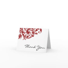 Red Flourish Swirl Thank You Greeting Card