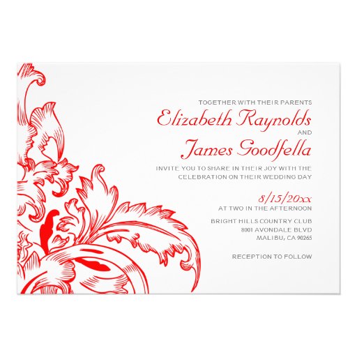 Red Flourish Wedding Invitations