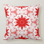 Red Flower and Stripes Pillow pillows