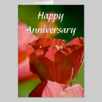 Red Flower Anniversary card cards