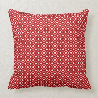 Red Flower Argyle Pattern Cotton Pillow 2 throwpillow