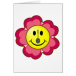 Red Flower Badminton Smiley Greeting Cards