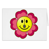 Red Flower Badminton Smiley Greeting Card