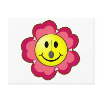 Red Flower Badminton Smiley Postcards