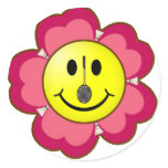 Red Flower Badminton Smiley Stickers