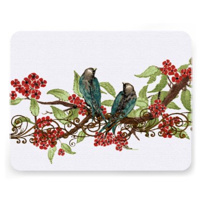 Red Flower Branch Vintage Birds Wedding RSVP Personalized Invitation