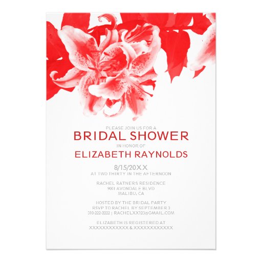 Red Flower Bridal Shower Invitations