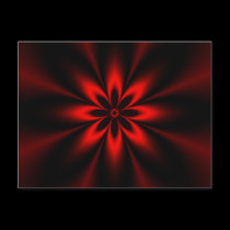 Red Flower Burst Fractal Postcard postcards