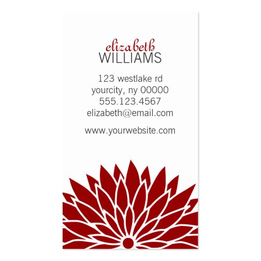 Red Flower Business Card Template (front side)