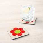 Red flower design beverage coaster