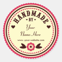 Red Flower Handmade By Personalised Stickers