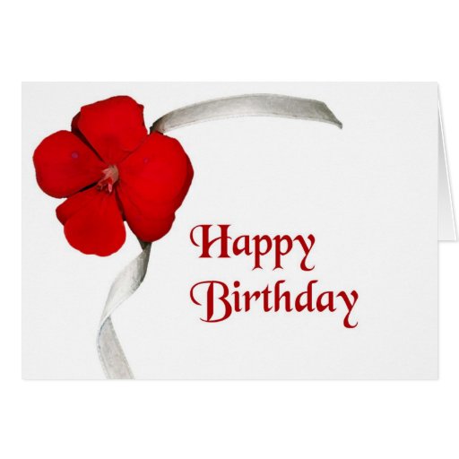 red flower birthday card