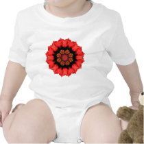 Red Flower Inspired Mandala Baby Bodysuits