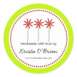 Red Flower Label for Handmade Items Stickers