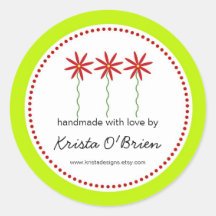 Red Flower Label for Handmade Items Stickers