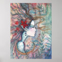 Red Flower Mermaid Poster by Molly Harrison print