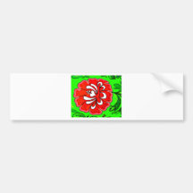 Red Flower on Green Background Bumper Stickers