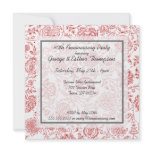 Red Flower Pattern Wedding Anniversary Invitations