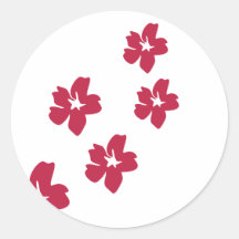 red flower rain icon round sticker