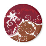 Red Flower Silhouette Magnet