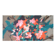 Red-flowered Shrub Customized Photo Card