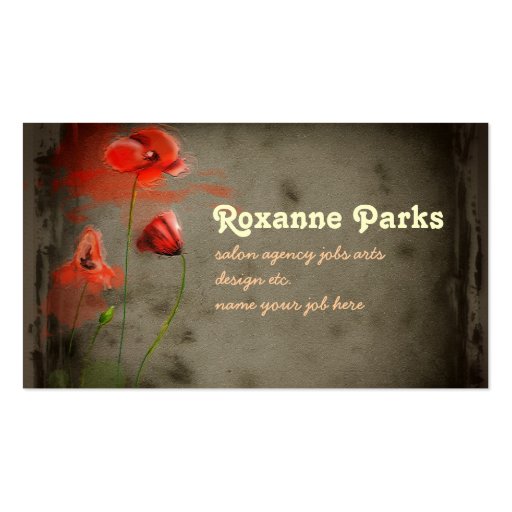 red flowers art business card