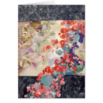 Red Flowers Blank Art Card