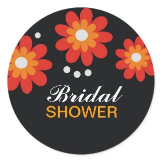 Red Flowers Bridal Shower Favors Seals sticker