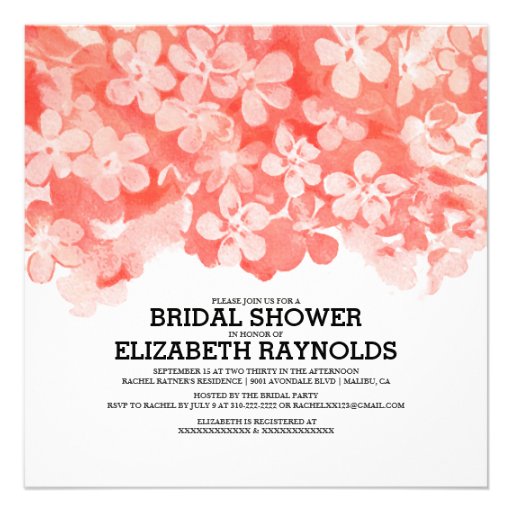 Red Flowers Bridal Shower Invitations