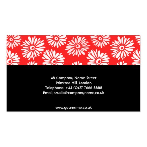 Red Flowers Business Card (back side)