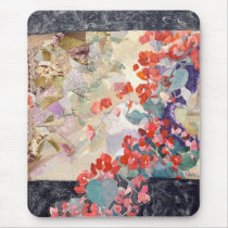 Red Flowers Collage Artwork mousepads