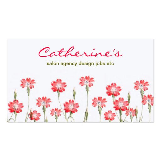 red flowers garden design business card template (front side)