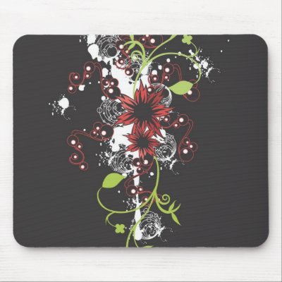 Red flowers Mousepad by coconutpie