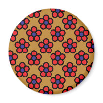 Red Flowers on Brown magnets by JuJuGarden Red Flowers on Brown magnets