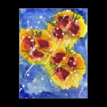 Red Flowers Postcard by LindaLWatson Red Flowers Postcard