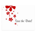 Red Flowers Save the Date Postcard with Photo