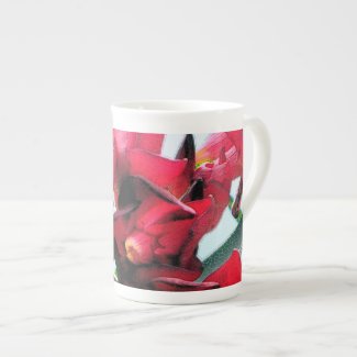 Red Flowers Bone China Mugs