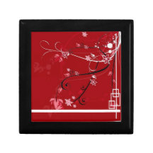 Red flowers trinket boxes