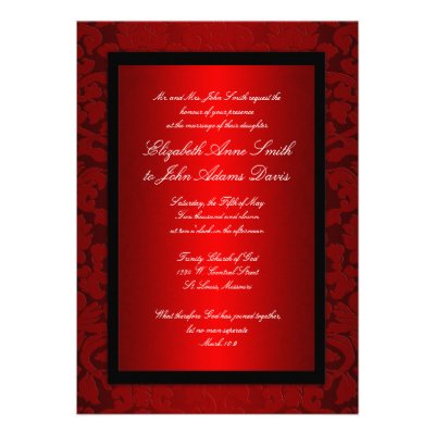 Red Foil Damask Wedding Invitation