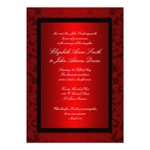 Red Foil Damask Wedding Invitation