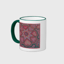 Red Folk Art Hearts Mug mugs
